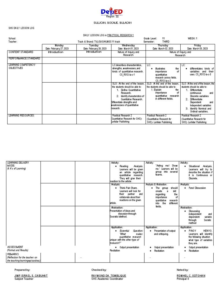 PracticalResearchDLLWeek 1 PDF Science Education Theory