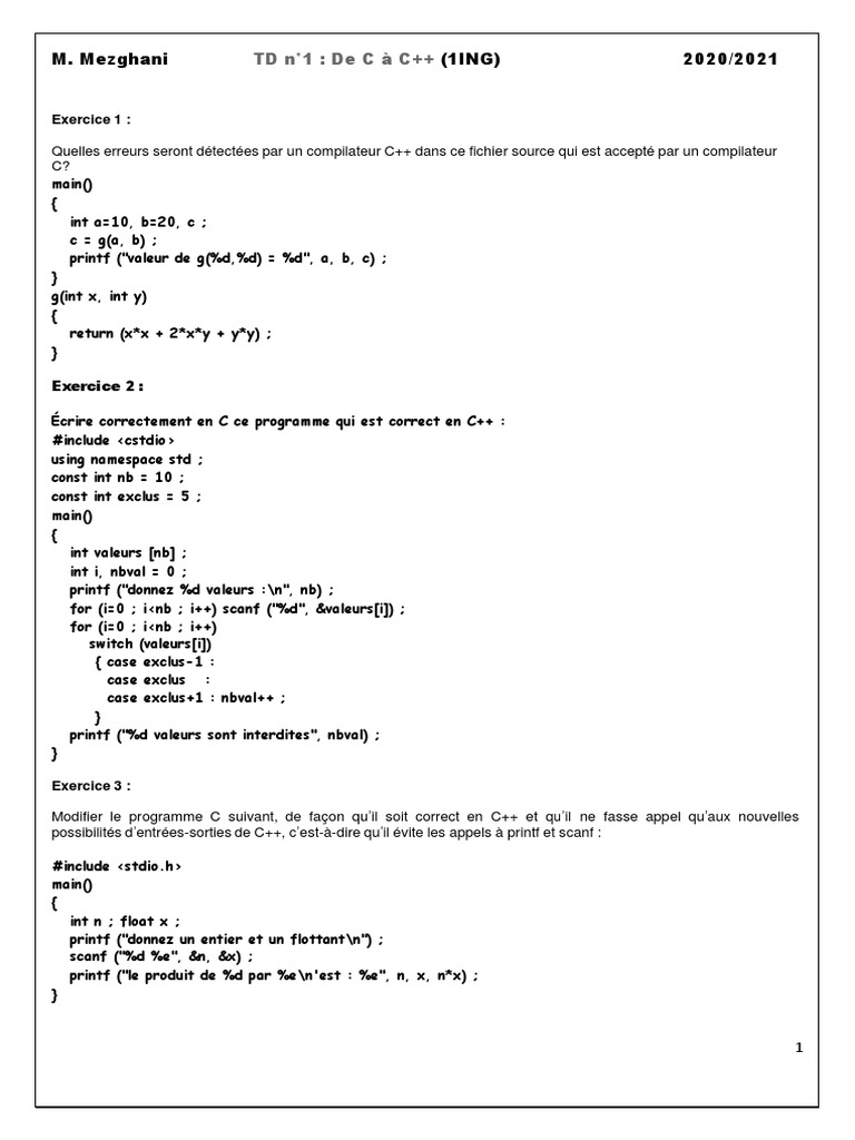 Erreurs C++ et corrections de code C | PDF | C ++ | Objet (informatique)