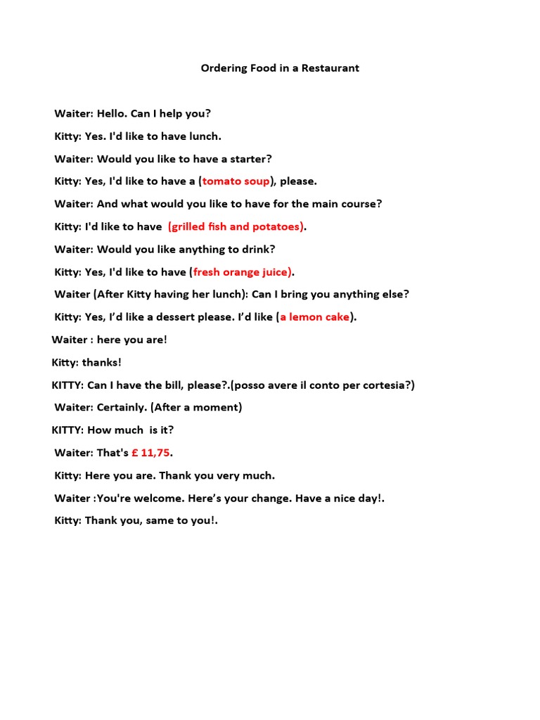 Ordering Food in A Restaurant | PDF