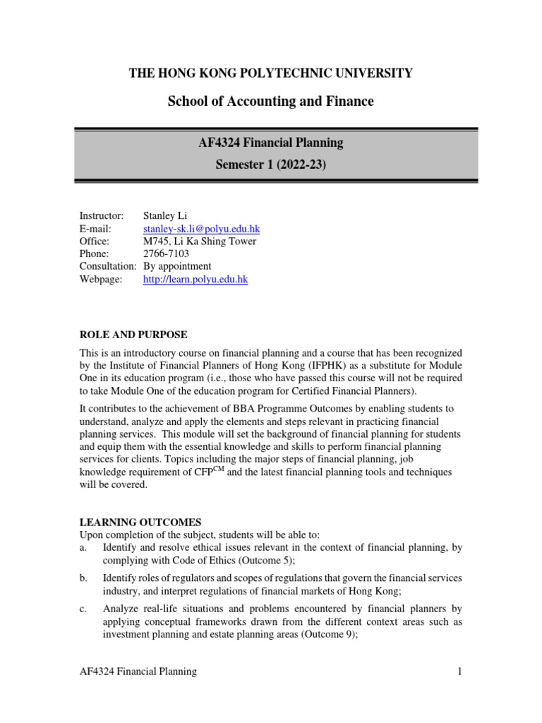 Financial Planning Course Overview Pdf Plagiarism Critical Thinking