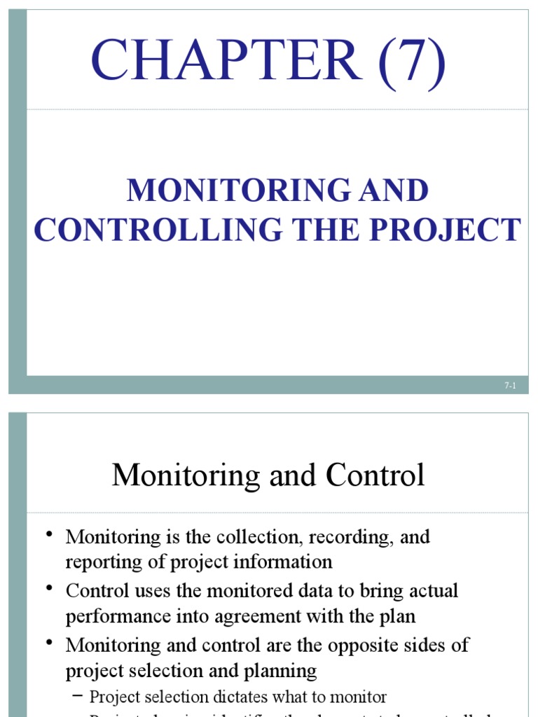 Chapter 7 - Monitoring and Controlling The Project | PDF | Data ...