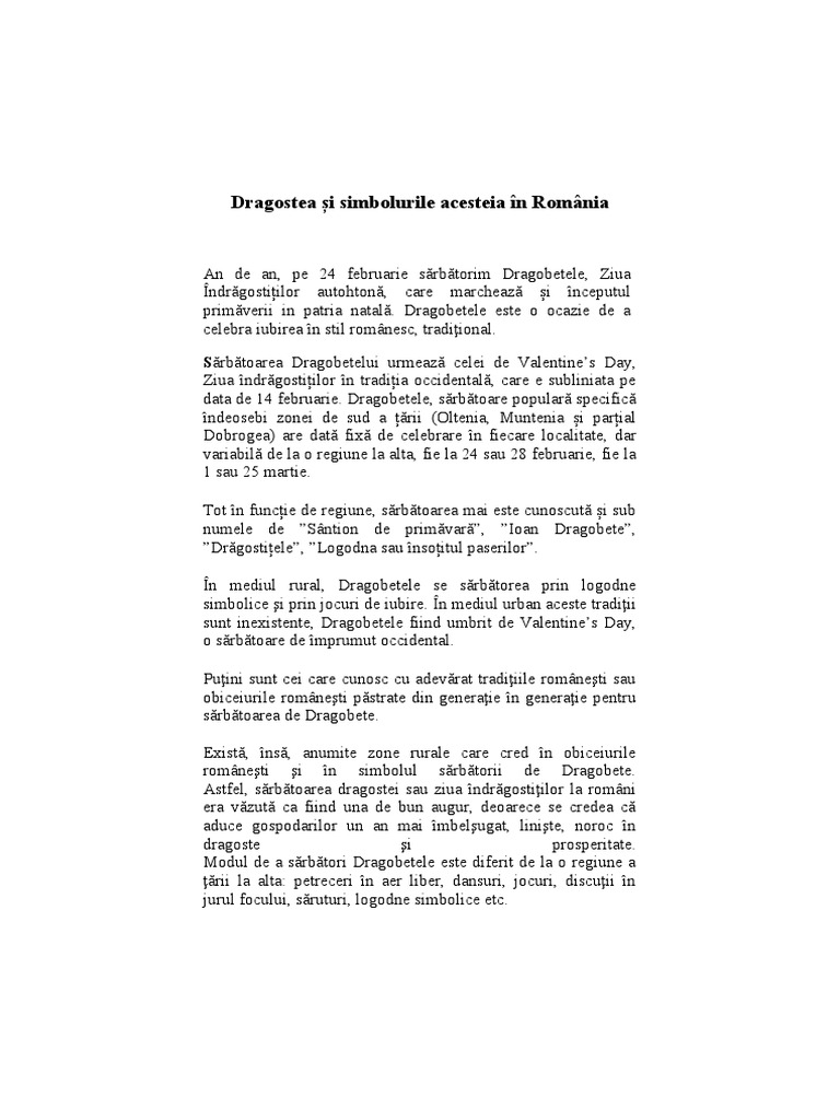 Dragostea Și Simbolurile Acesteia În România | PDF