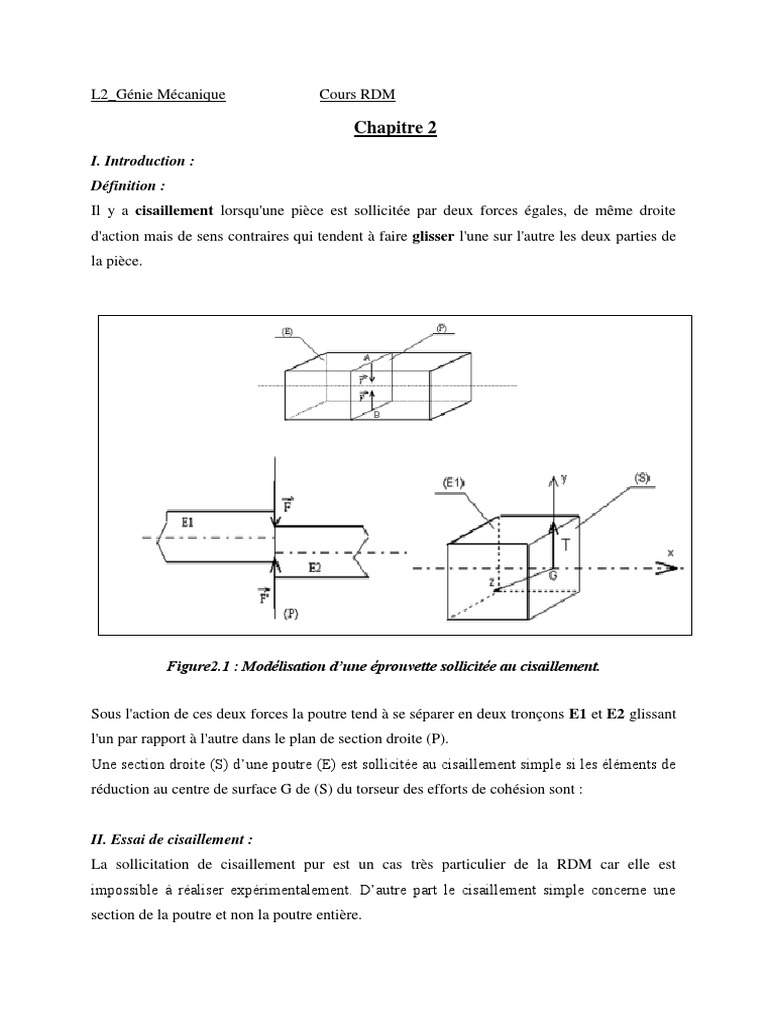 Étude du cisaillement en RDM | PDF | Contrainte de cisaillement ...