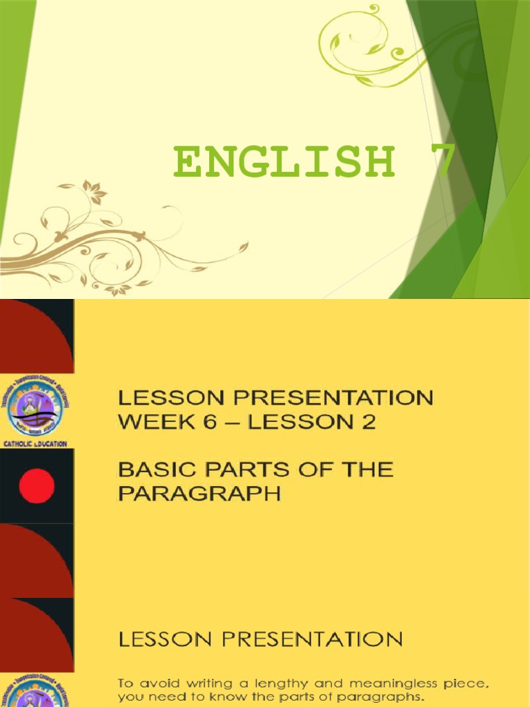 Lesson 6 Basic Parts of Paragraph | PDF