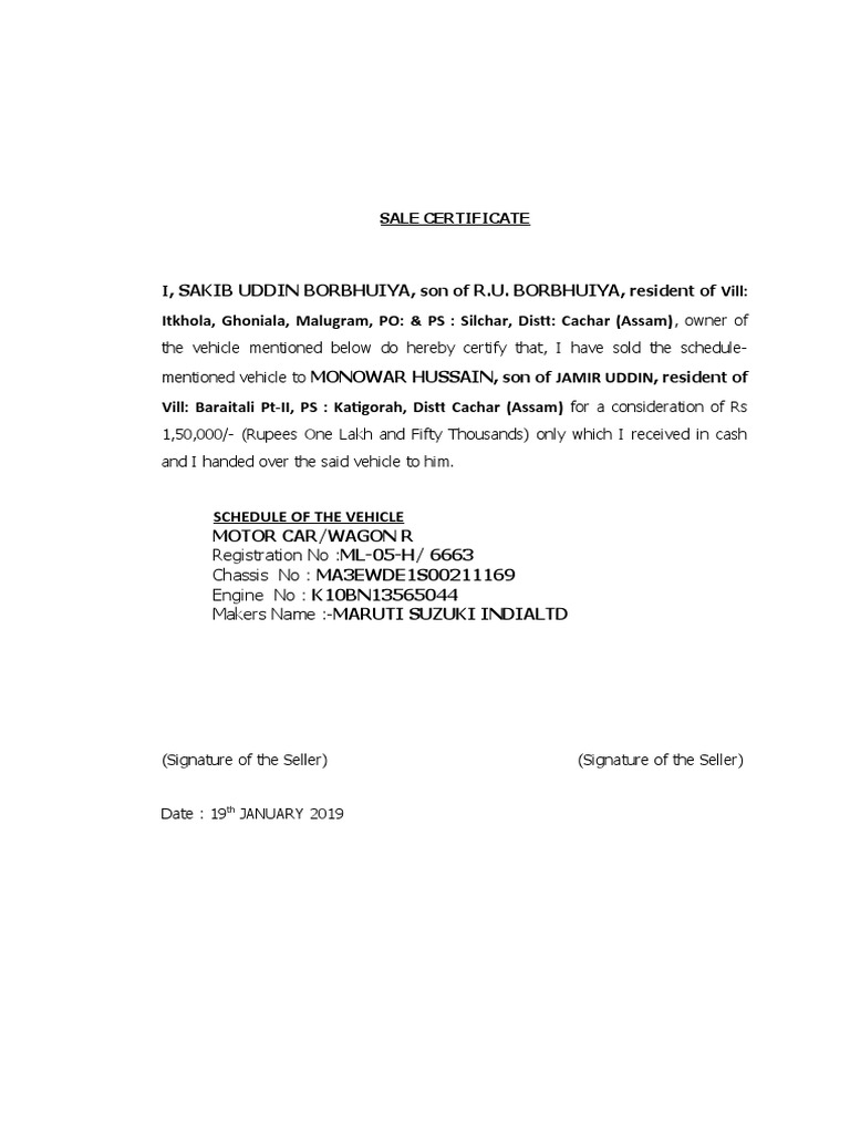 Sale Certificate | PDF