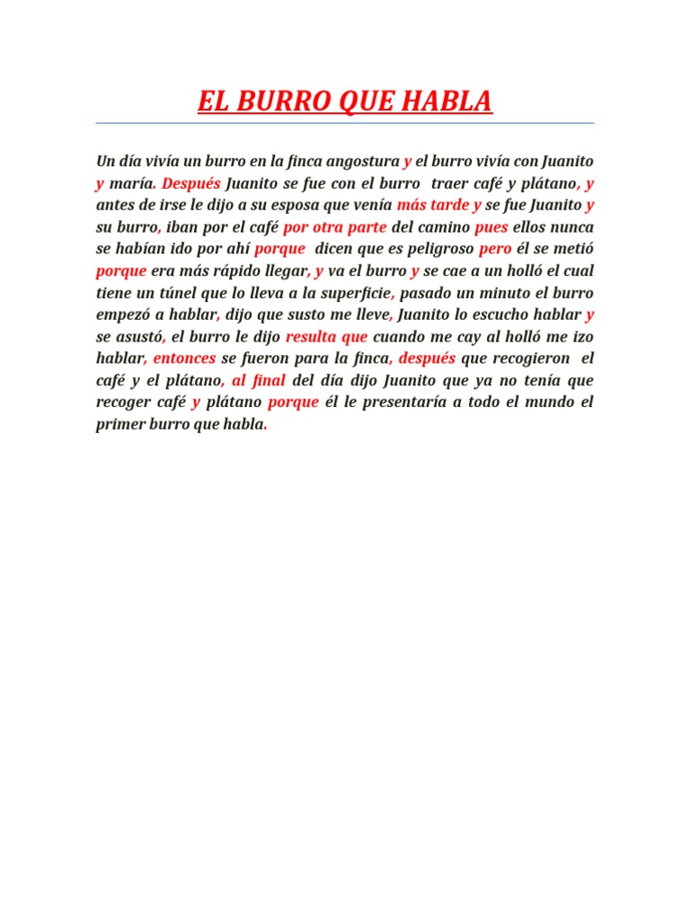 El Burro que Habla: Cuento Infantil | PDF