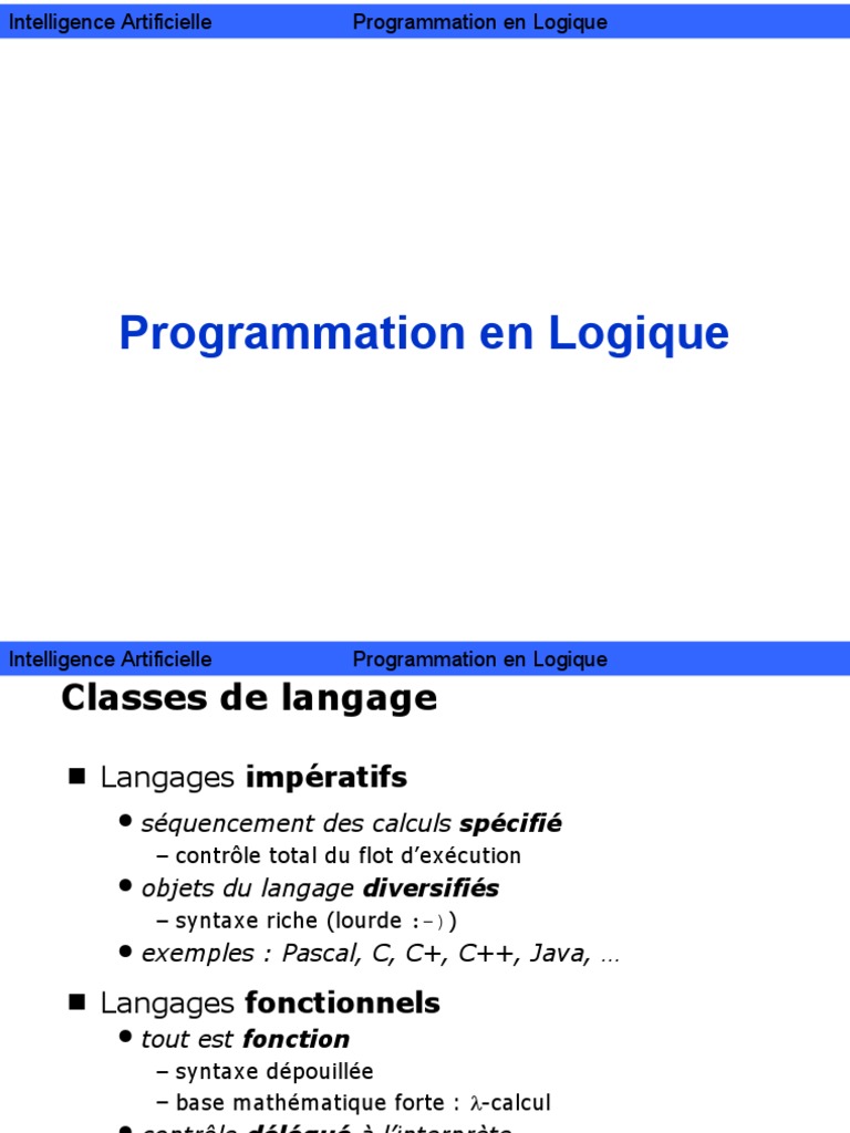 Introduction à la Programmation Logique | PDF | Logique mathématique ...