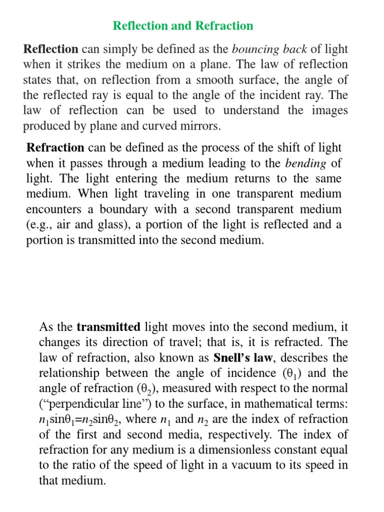 Reflection and Refraction of Light | PDF | Optics | Refraction