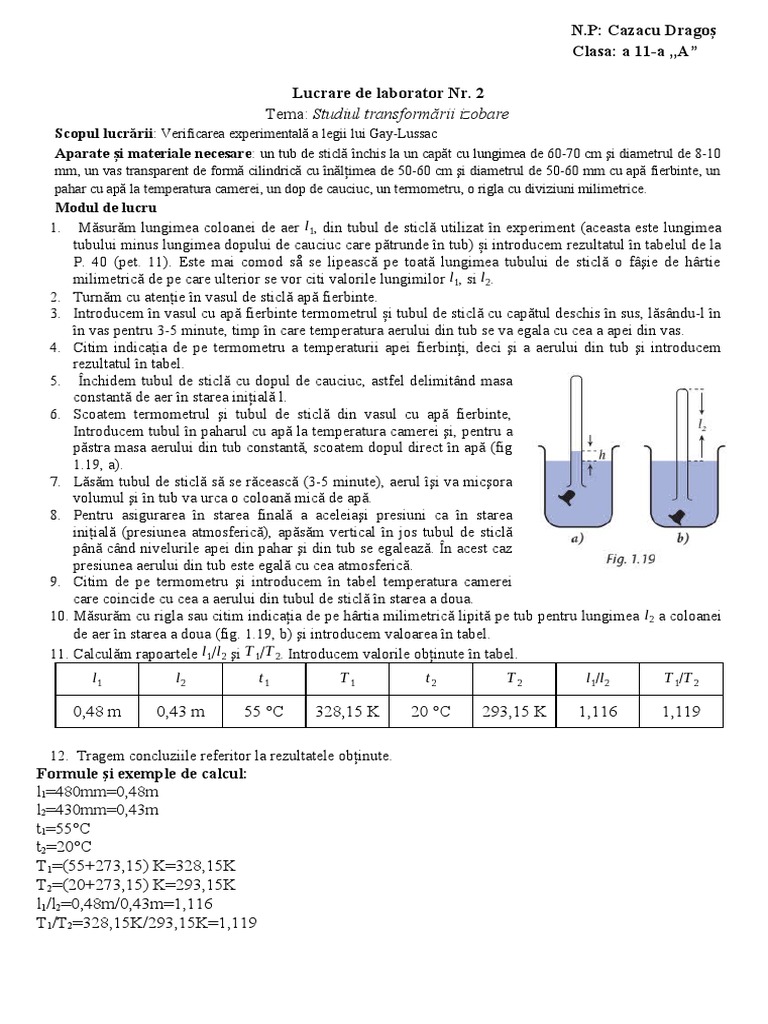Lucrare de Laborator Izobar | PDF
