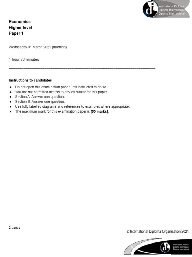 IB Economics HL Paper 1 Exam Guide | PDF