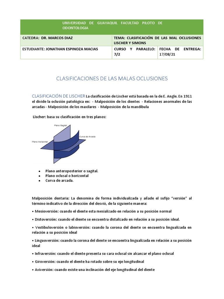 Clasificación de Lischer y Simon en Maloclusiones | PDF | Anatomia ...