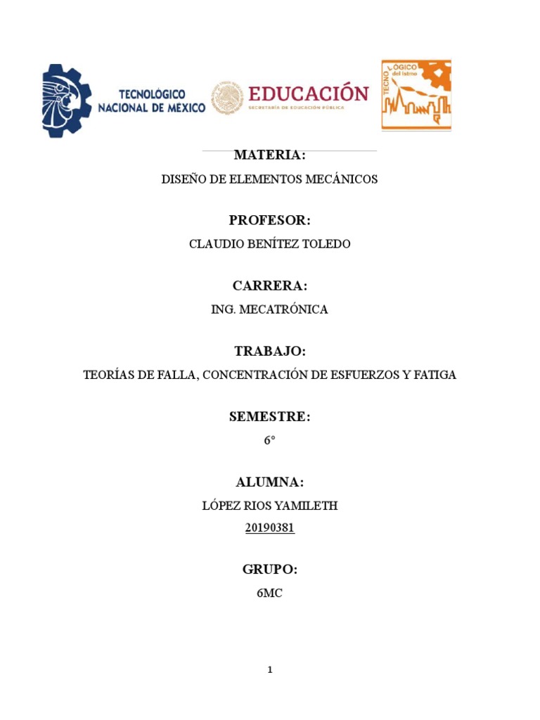 Teorías de Falla y Concentración de Esfuerzos | PDF | Fatiga (material ...