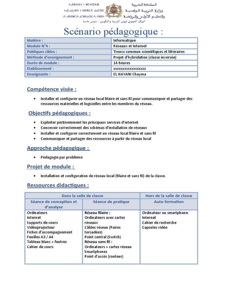 Fiche Pédagogique : Réseaux Locaux et Internet | PDF | l'Internet ...