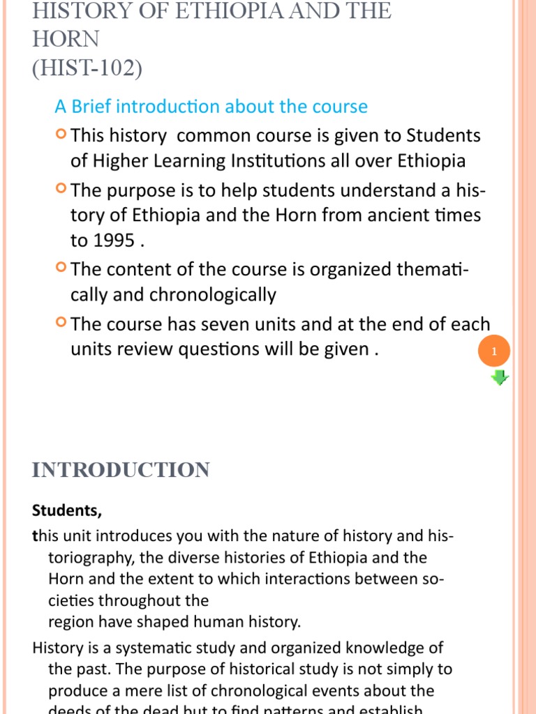 Unit 1 History of Ethiopia and The Horn | PDF | Knowledge | Historian