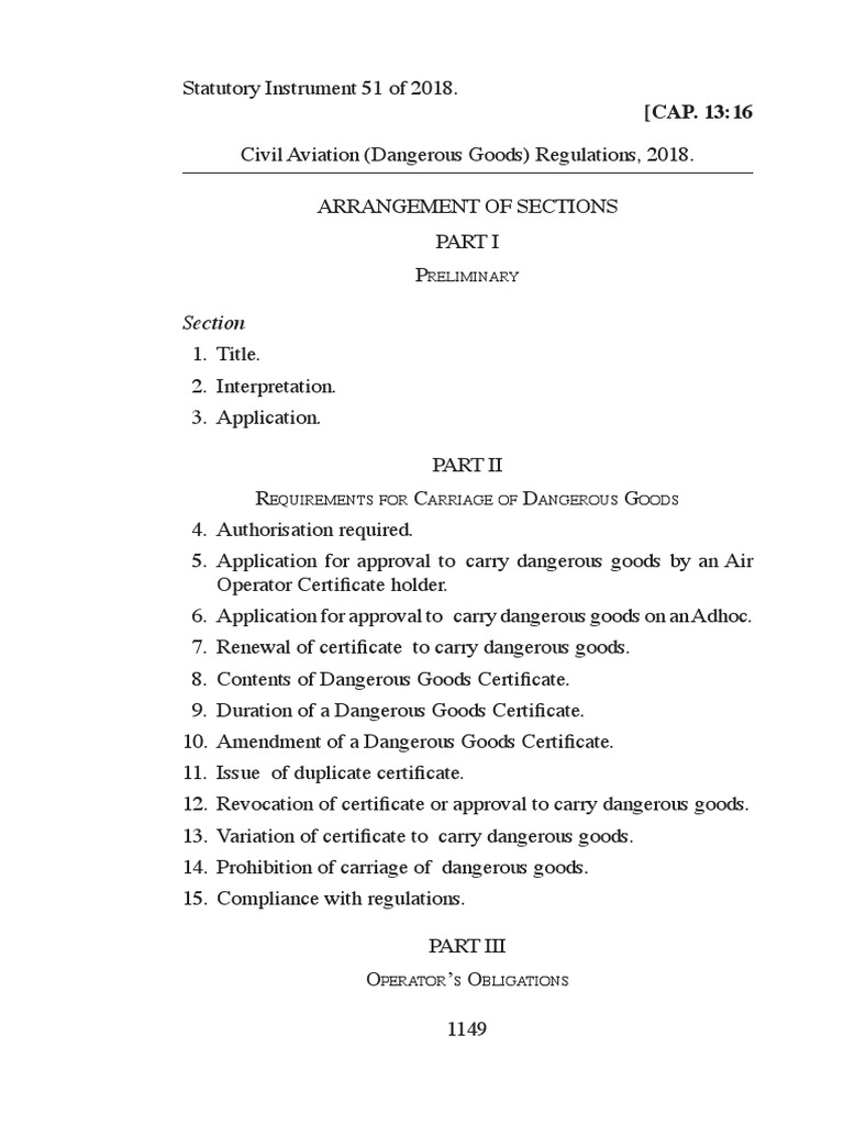 Civil Aviation Dangerous Goods Regulations | PDF | Dangerous Goods | Cargo
