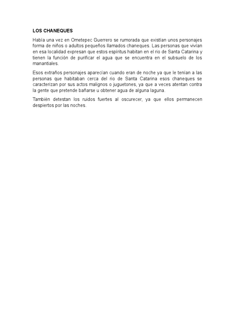 Leyenda de los Chaneques en Guerrero | PDF