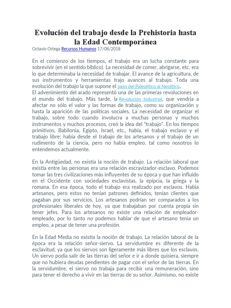 Evolución del trabajo a lo largo de la historia | PDF | Esclavitud ...