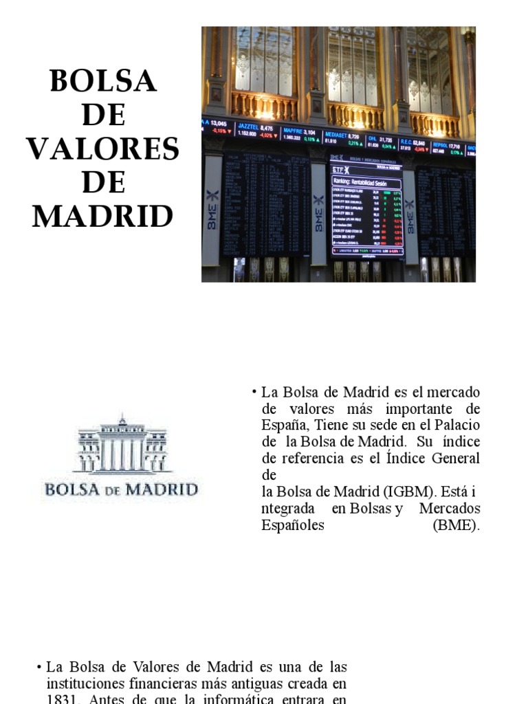 Bolsa de Valores de Madrid: Funciones y Estructura | PDF | Bolsa ...
