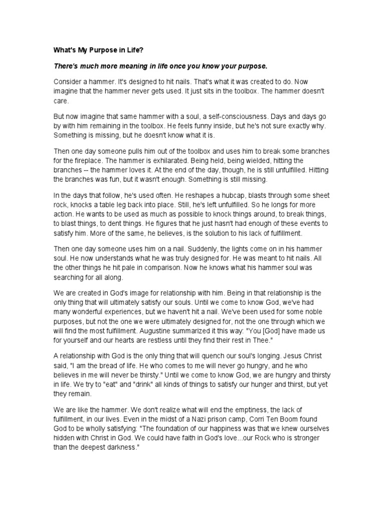 What's my purpose in life PDF God Soul