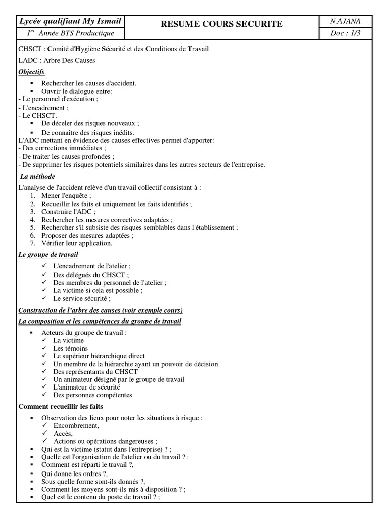 Analyse des Risques en Sécurité au Travail | PDF | Sécurité