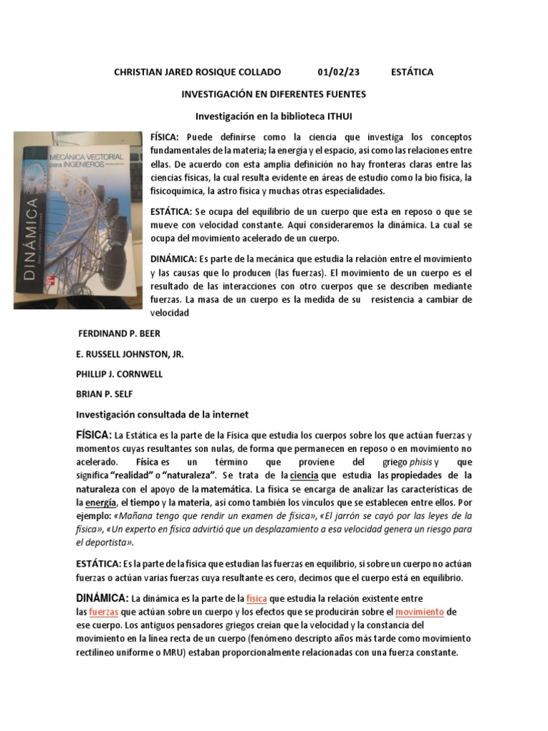 CHRISTIAN JARED ROSIQUE COLLADO 01 | PDF | Fuerza | Fricción