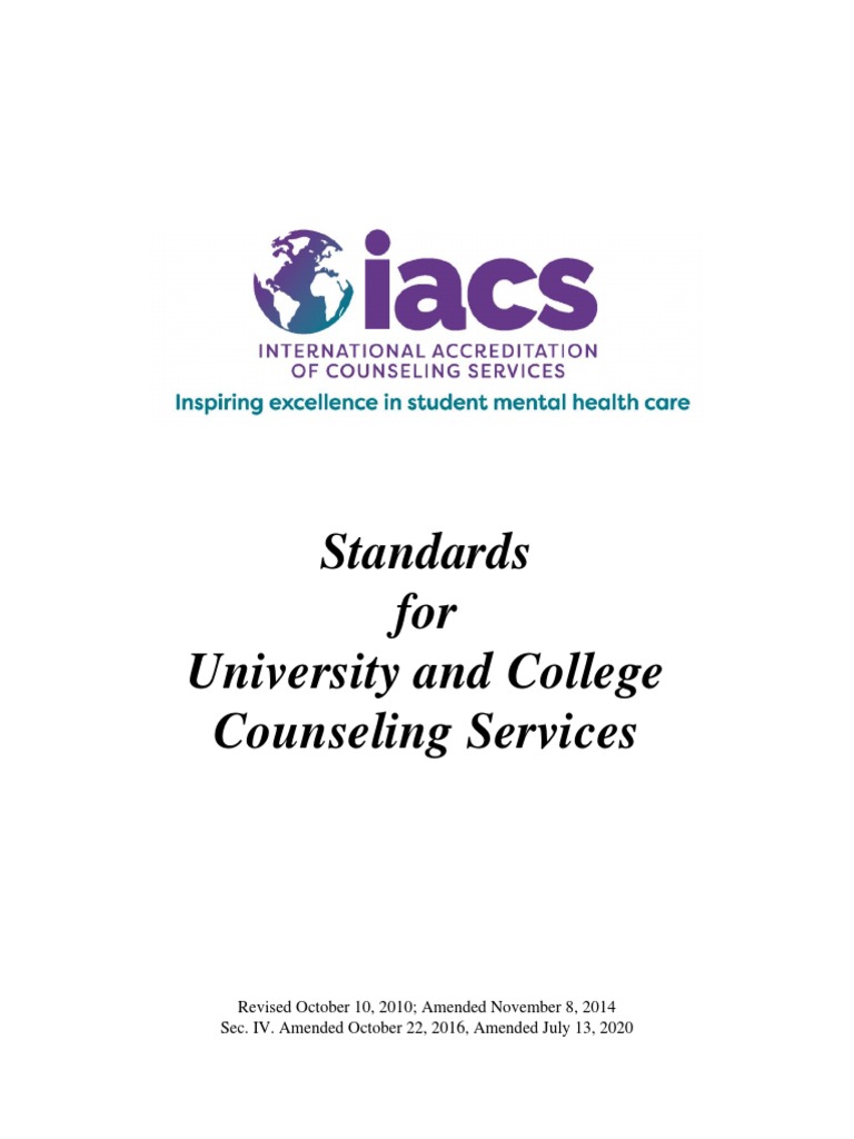 Iacs 2020 Standards PDF Psychotherapy Counseling Psychology