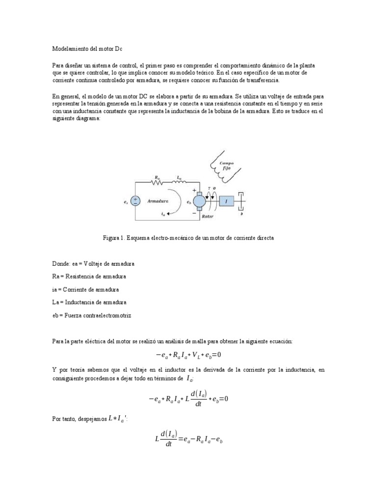 Modelado de Motor DC y Función de Transferencia | PDF | Inductor | voltaje