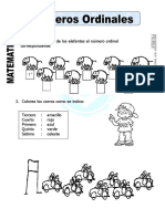 Ficha de Numeros Ordinales para Primero de Primaria