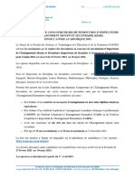 Communique Sur Le Concours de Recrutement Des D'Inspecteurs de L'Enseignment Moyen Et Secondaire (Iems) Pour L'Annee Academique 2023