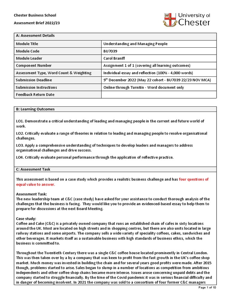 Assessment Brief BU7039 2022-23 For Module Starting in November 2022 ...