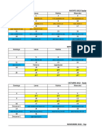 Calendario de actividades Equipos 1 y 2 Agosto-Noviembre 2022