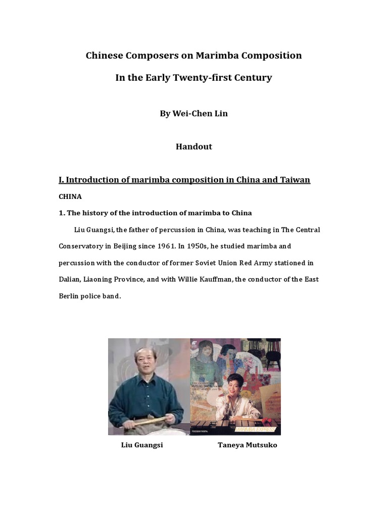 Chinese Marimba Pieces Paper Wei Chen Lin Lecture Recital