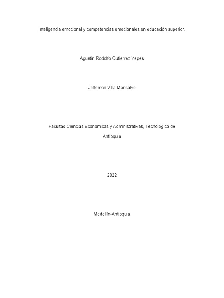 Inteligencia Emocional en Educación Superior | PDF | Las emociones ...