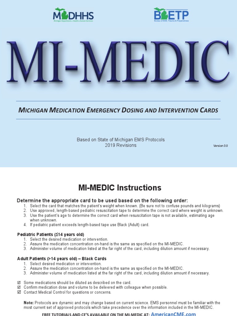 MI MEDIC CARDS - Reference Material | PDF | Shock (Circulatory ...