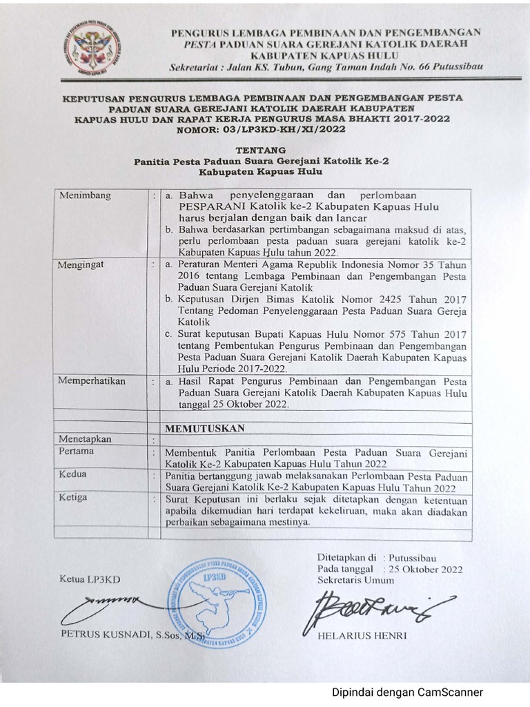 SK Panitia Lomba Pesparani Dan Raker | PDF