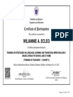 Certificate of Participant I On