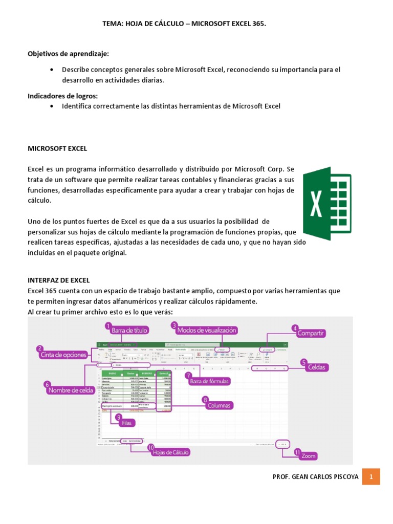 Introducción a Microsoft Excel 365 | PDF | Hoja de cálculo | Microsoft ...