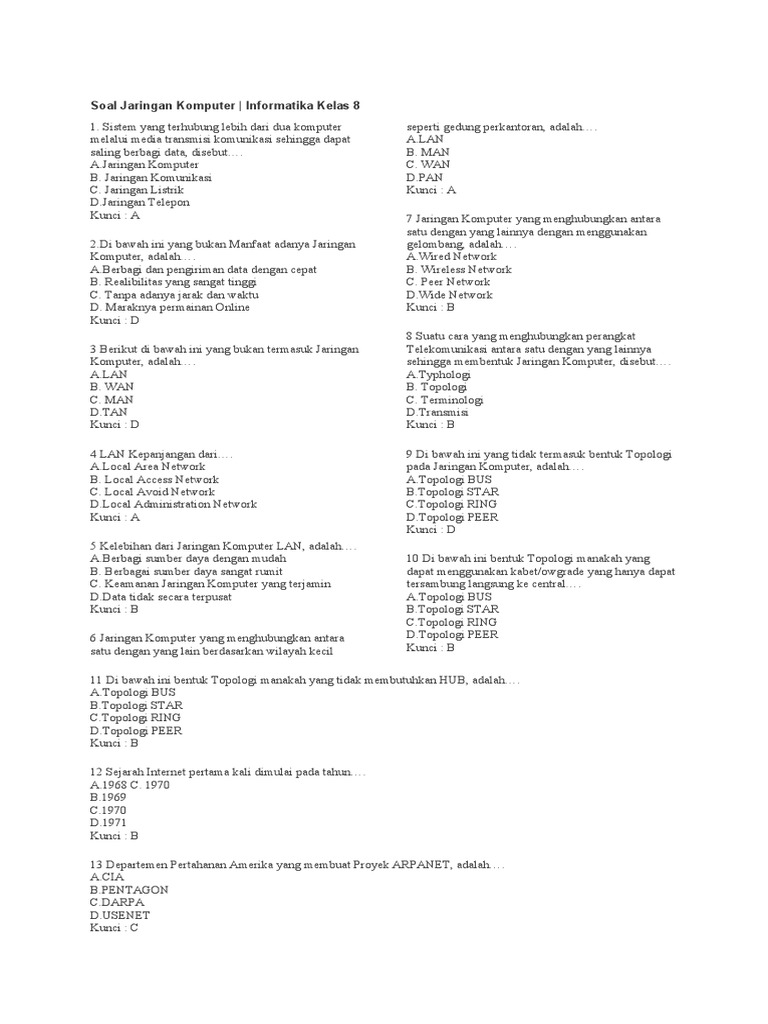 Soal Infomatika Kelas 8 Pdf