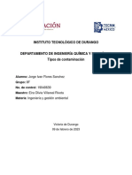 Tipos de contaminación: térmica, visual, auditiva, suelo, atmósfera, agua