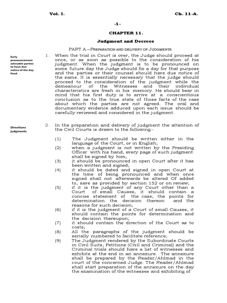 Guidelines for Preparation and Delivery of Judgments in Civil Courts