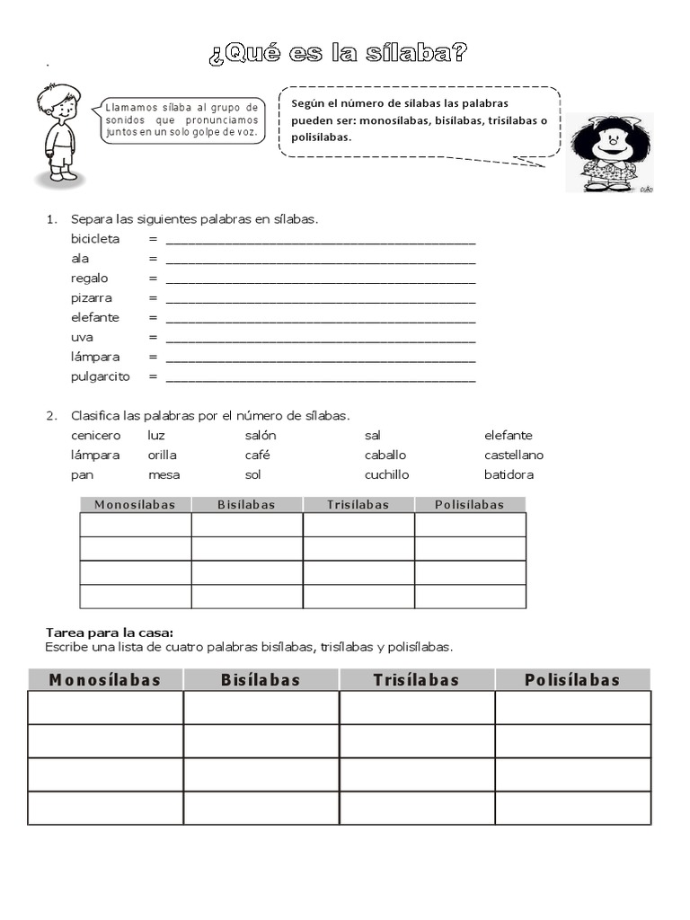 Ejercicios de sílabas para niños | PDF | Lingüística | Fonología