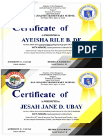 Certificate (First Quarter 2020 - 2021)