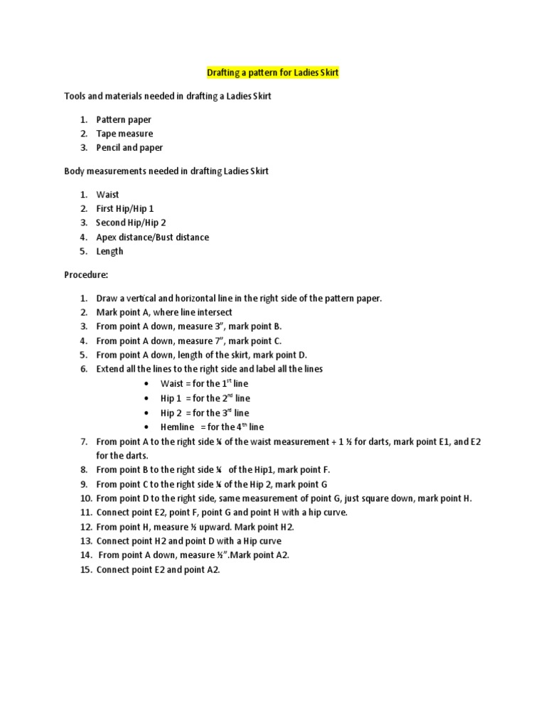 Ladies Skirt Pattern Drafting Guide | PDF | Skirt | Clothing