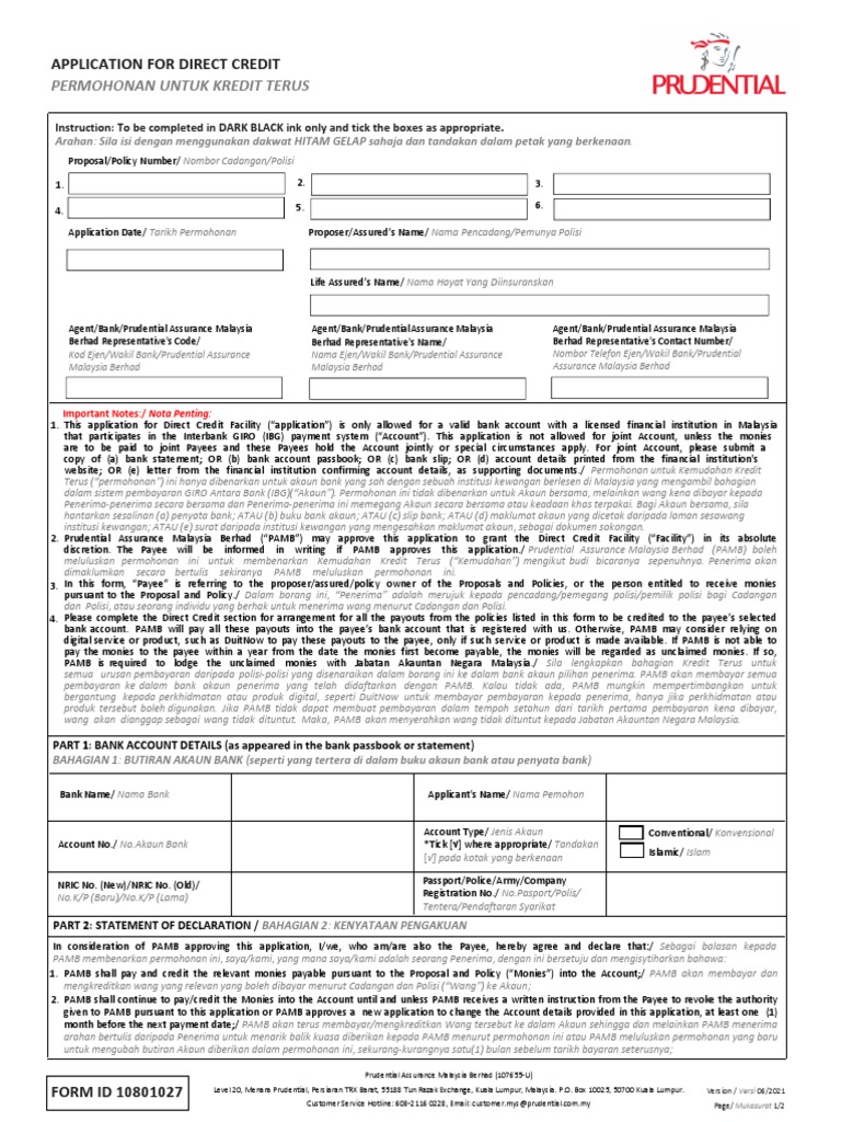Application For Direct Credit | PDF