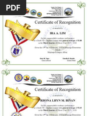 Certificate of Recognition
