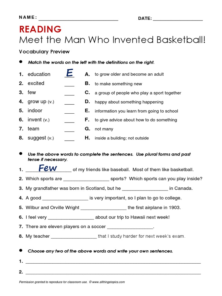 Lesson Man Who Invented Basketball 20220929 Download Free PDF Cognition