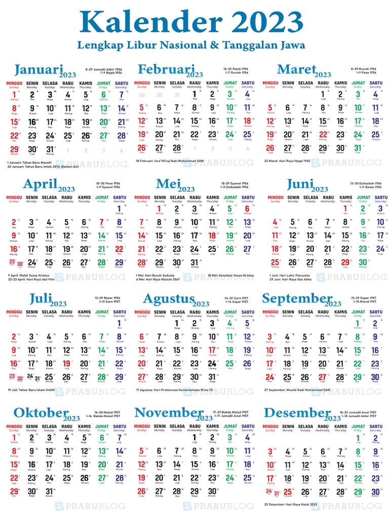 Kalender 2023 Lengkap | PDF