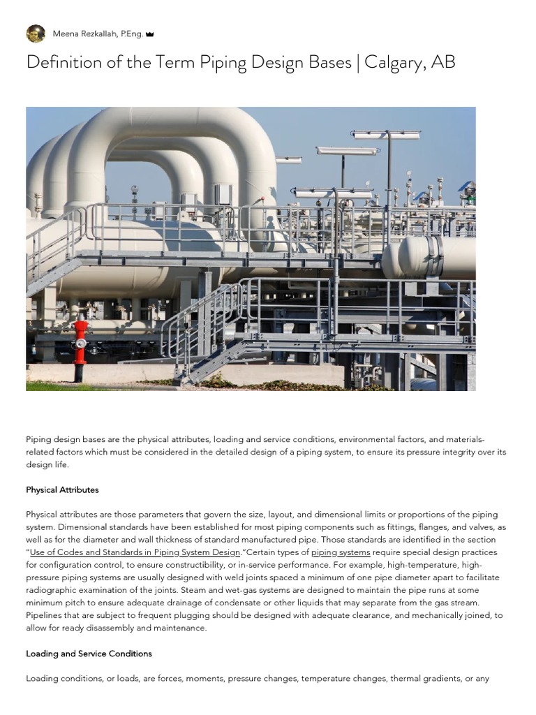 Definition of The Term Piping Design Bases Calgary, AB PDF Pipe