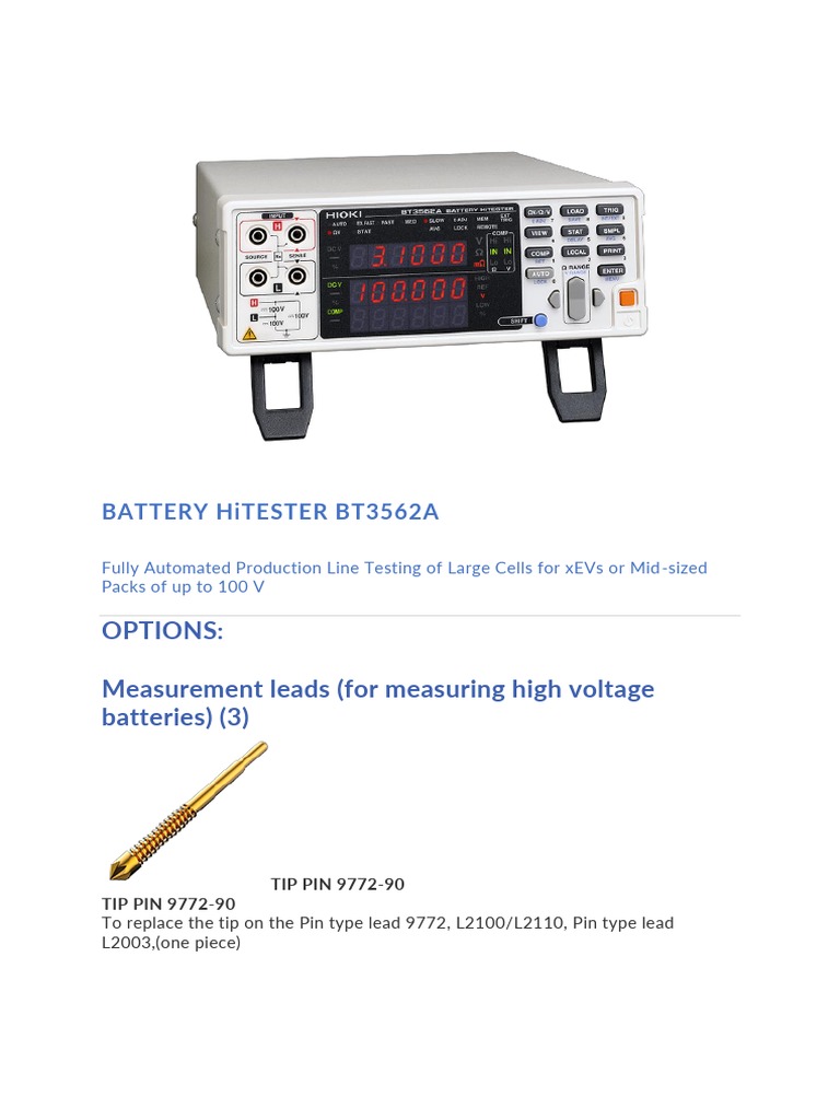 (OPTIONS) BATTERY HiTESTER BT3562A PDF