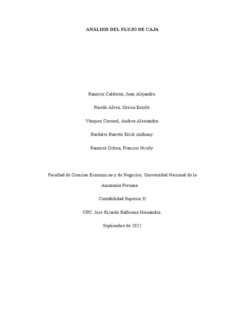 Análisis Del Flujo de Caja PDF Deuda Bancos